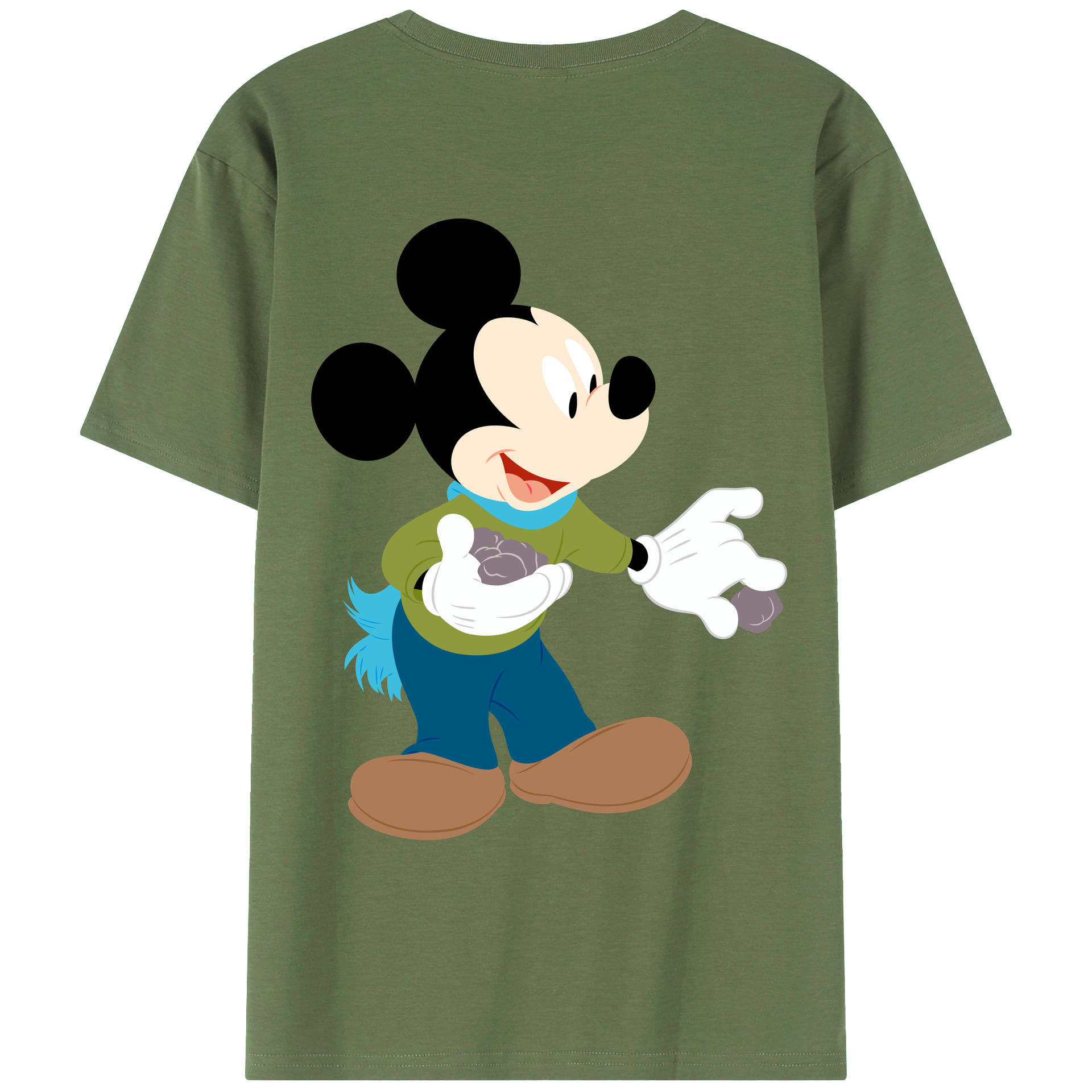 ミッキーマウス Mickey Mouse 綿100％ メンズ半袖Tシャツ（バックプリント） 通気性